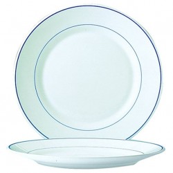 A59 Assiettes plates Blanc/Filet bleu Ø235mm