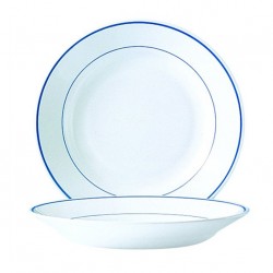 A61 Assiette creuse Blanc/Filet bleu Ø225mm