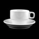 AT317 Tasses et sous-tasses porcelaine Blanc 19cl