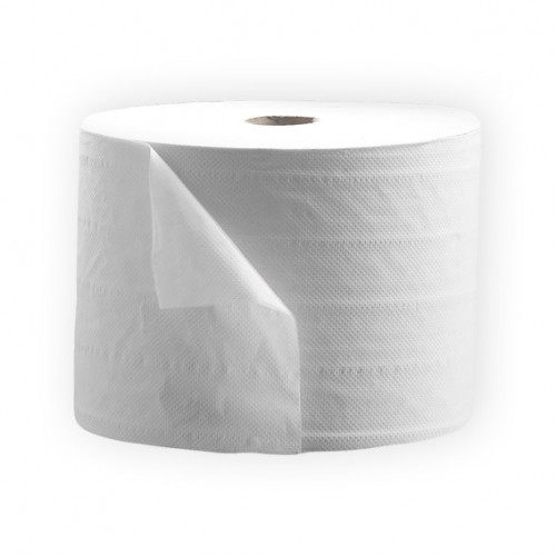  SAT19 Bobine d'essuyage 2 plis Blanc l.26cm x L.555m 