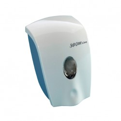 LV66 Distributeur de savon SOFTCARE LINE Blanc/bleu 0,8L. L.130xP.80xH.200mm
